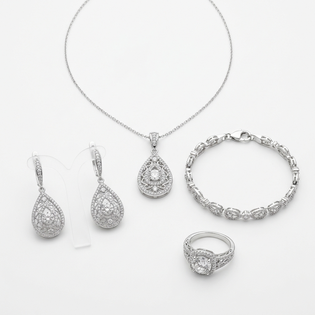 Elegant Sterling Silver Jewelry Set - Image 4