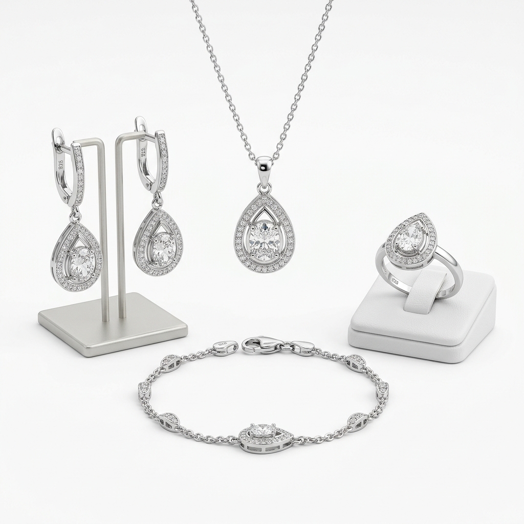 Elegant Sterling Silver Jewelry Set - Image 2